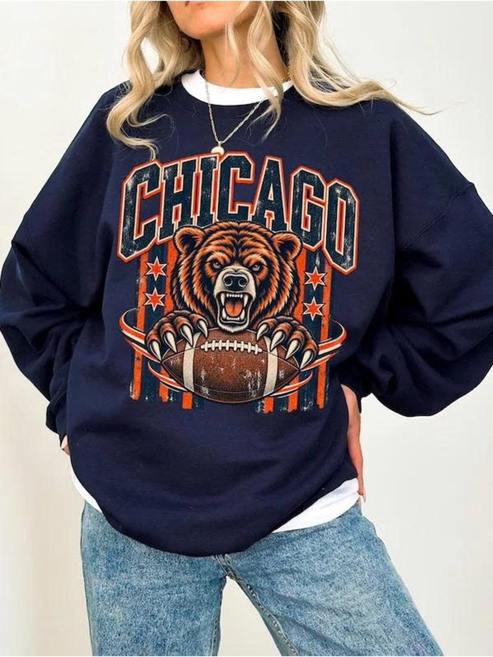 Chicago Bear Graphic Short Sleeve Tee - Navy